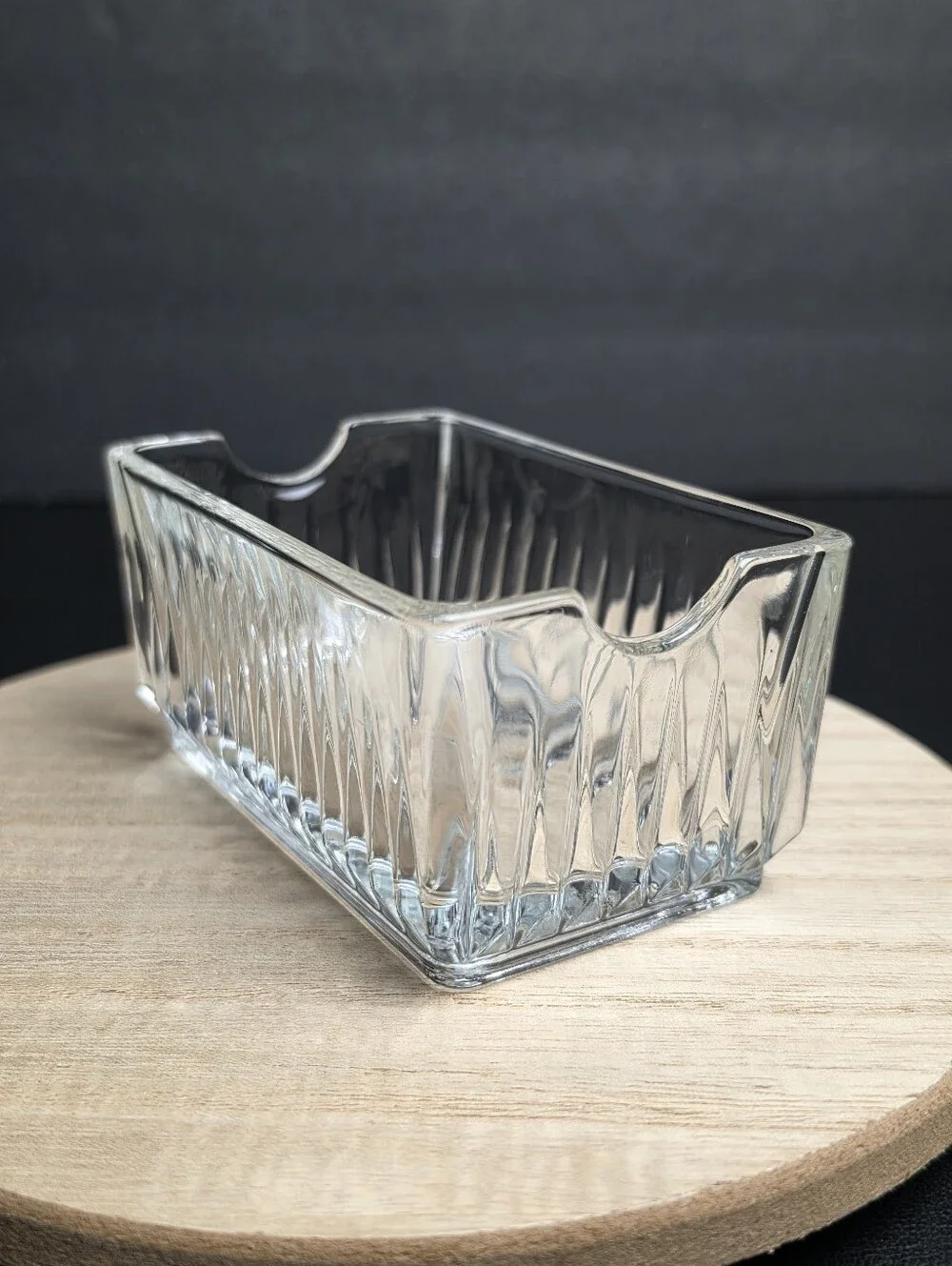 Libbey Sugar Sweetner Creamer Packet Holder Ribbed Glass 4